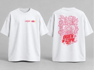 Labuna x KB Coffee Roasters- T-shirt Oversize, Ogień w Szopie - Kontur
