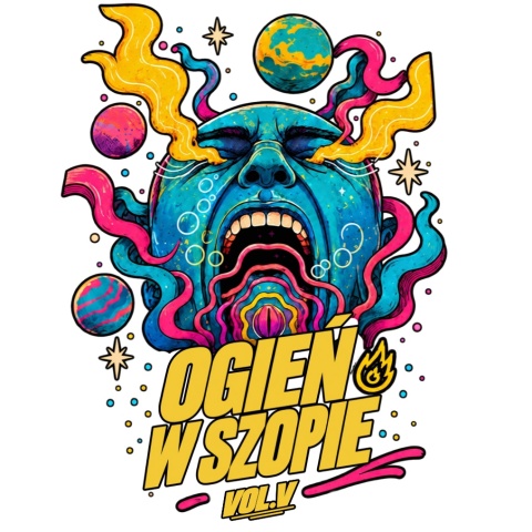 Labuna x KB Coffee Roasters- T-shirt Oversize, Ogień w Szopie - Pełny kolor