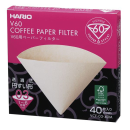 Hario filtry brązowe, V60-03, 40szt. papierowe do dripa