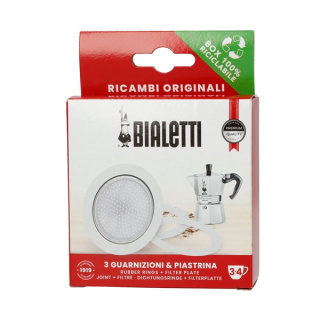 Bialetti - 3 uszczelki + sitko do kawiarek aluminiowych Bialetti 3-4tz