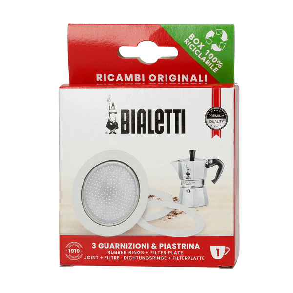 Bialetti - Uszczelka (3 szt.) + sitko do kawiarek aluminiowych Bialetti 1tz