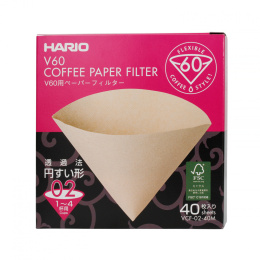 Hario filtry brązowe, V60-02, 40szt. papierowe do dripa