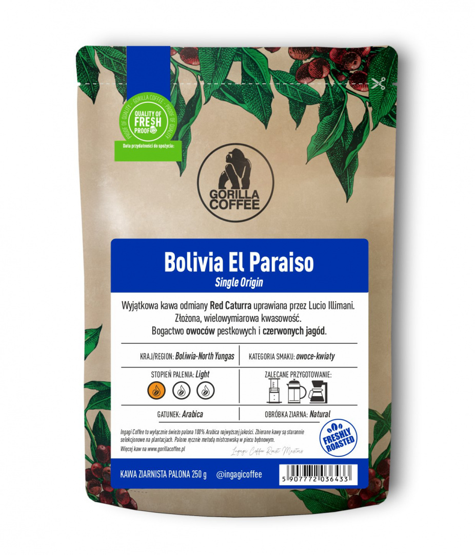 kawa ziarnista Ingagi Coffee - Boliwia El Paraiso - 250g kawa ziarnista Ingagi Coffee - Boliwia El Paraiso - 250g