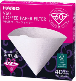 Hario filtry białe, V60-02, 40szt. papierowe do dripa