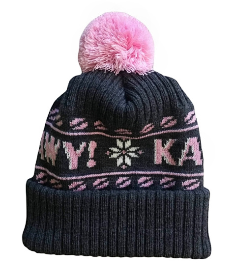 Labuna - kawowa czapka zimowa KAWY! - róż & szary