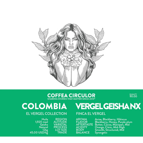 Coffea Circulor - Kolumbia Vergel Geisha - 100g Coffea Circulor - Kolumbia Vergel Geisha - 100g
