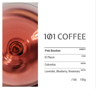 101Coffee- Kolumbia El Placer Pink Bourbon - 150g