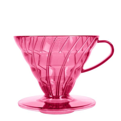 Dripper Hario V60-02 - plastic + filtry 40 szt. - flamingo pink, różowy