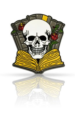 Pin czaszka z książkami